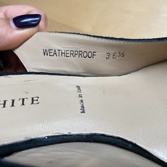 RON White "Brooks" peep toe slingback heel Brand NEW 36.5 suede black Italy - Picture 4 of 6